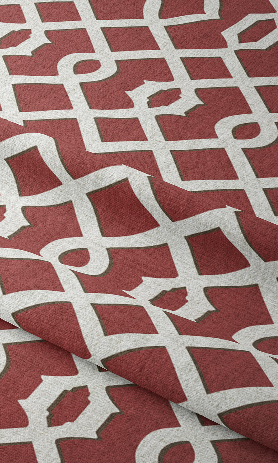 Trellis Patterned Fabric Blinds (Red) Extra Long Short Wide