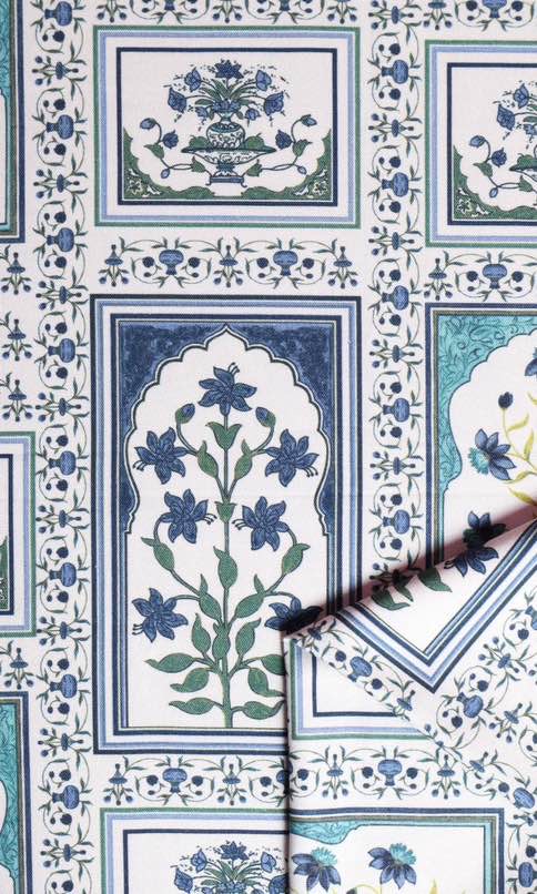 Floral Cotton Roman Blinds & Window Shades (Blue/ Green)