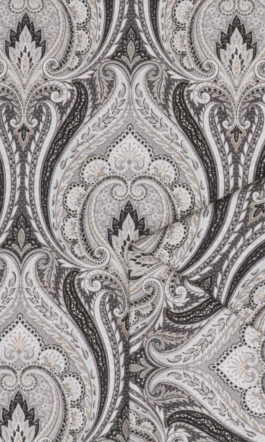 Floral Damask Fabric Material By the Metre (Grey/ Charcoal)