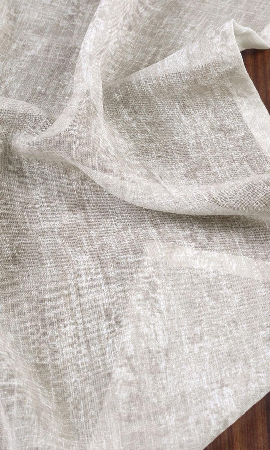 Textured Sheer Home Décor Fabric By the Metre (Ivory/ Greige)