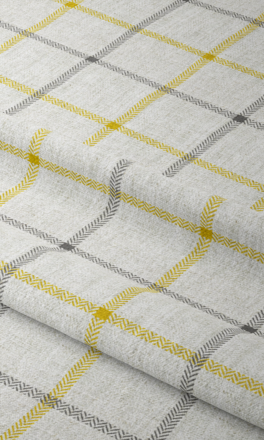 Check Print Flat, Plain, Fake, Faux, European Relaxed Roman Blinds (Linen White/ Yellow)