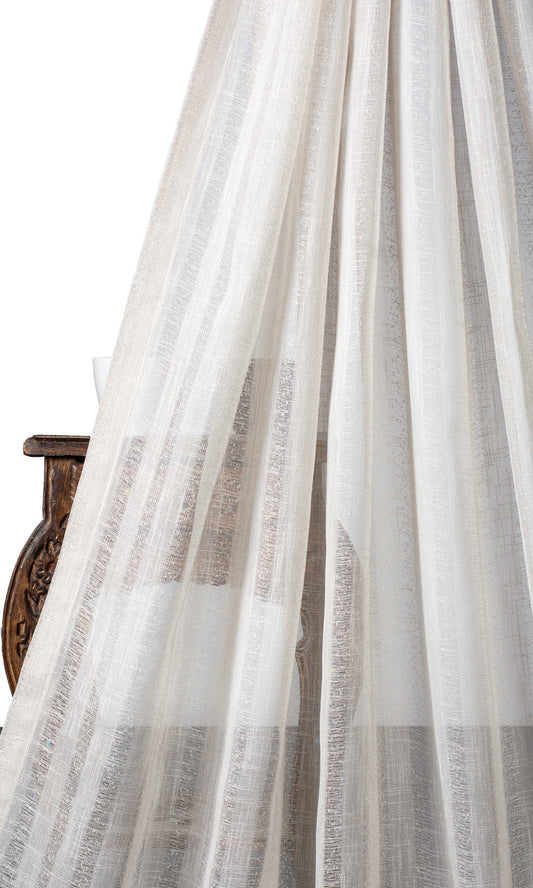 Striped Sheer Roman Shades (White/ Cream)
