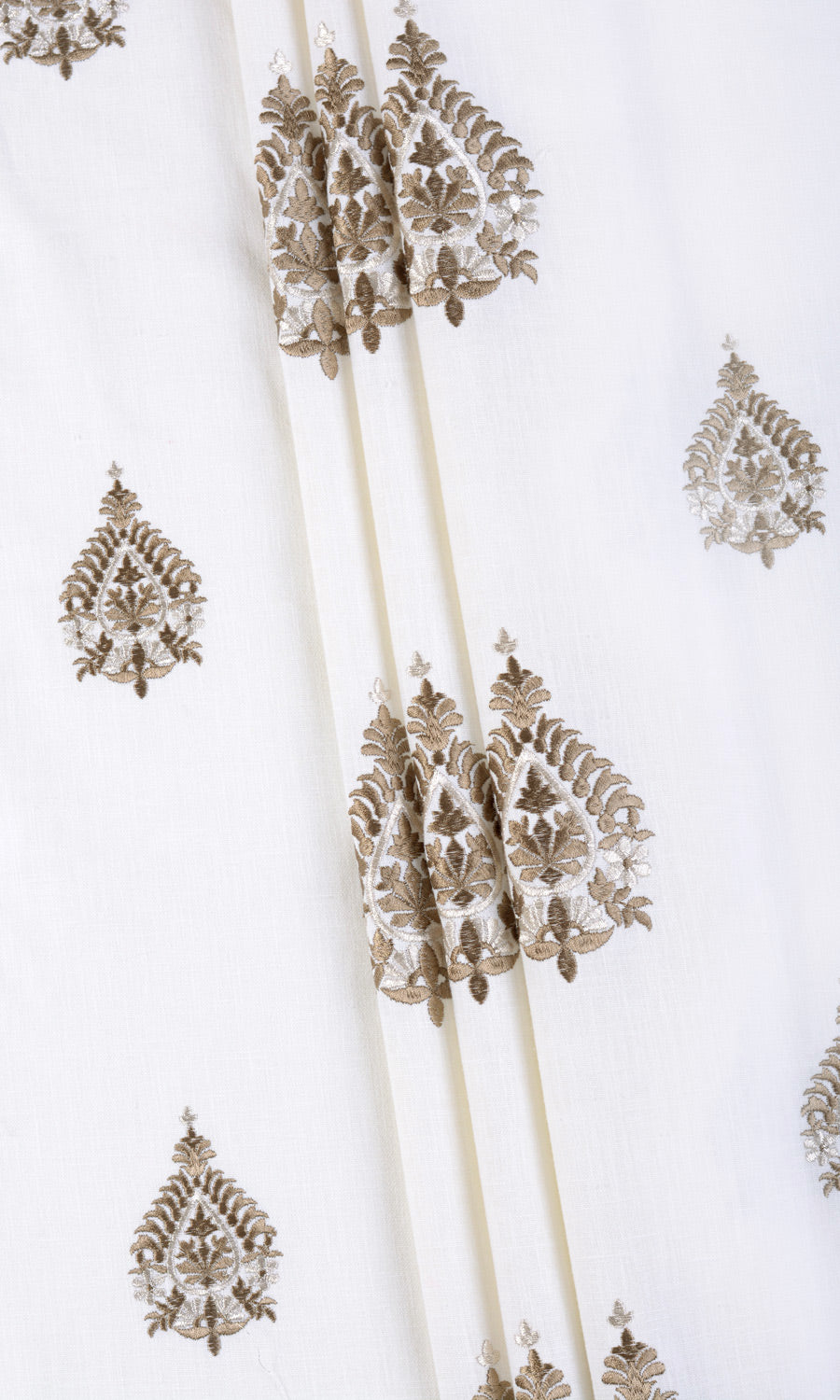 Damask Embroidery Flat, Plain, Fake, Faux, European Relaxed Roman Blinds (Off White/ Coffee Brown)
