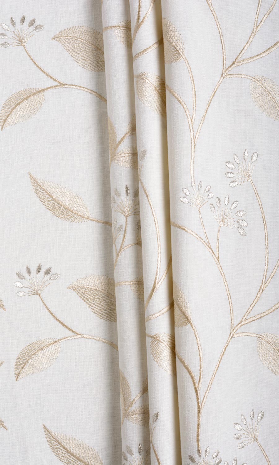 Floral Embroidery Fabric Sample for Roman Blinds & Shades (White/ Cream)