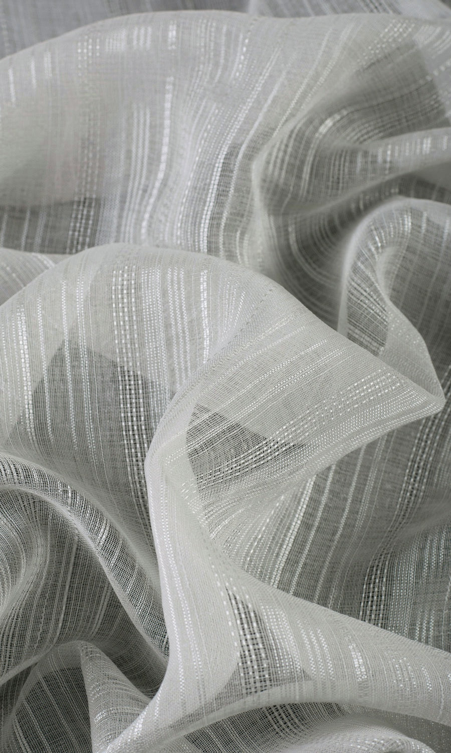 Woven Striped Sheer Fabric By the Metre for Roman Blinds & Shades (Grey)