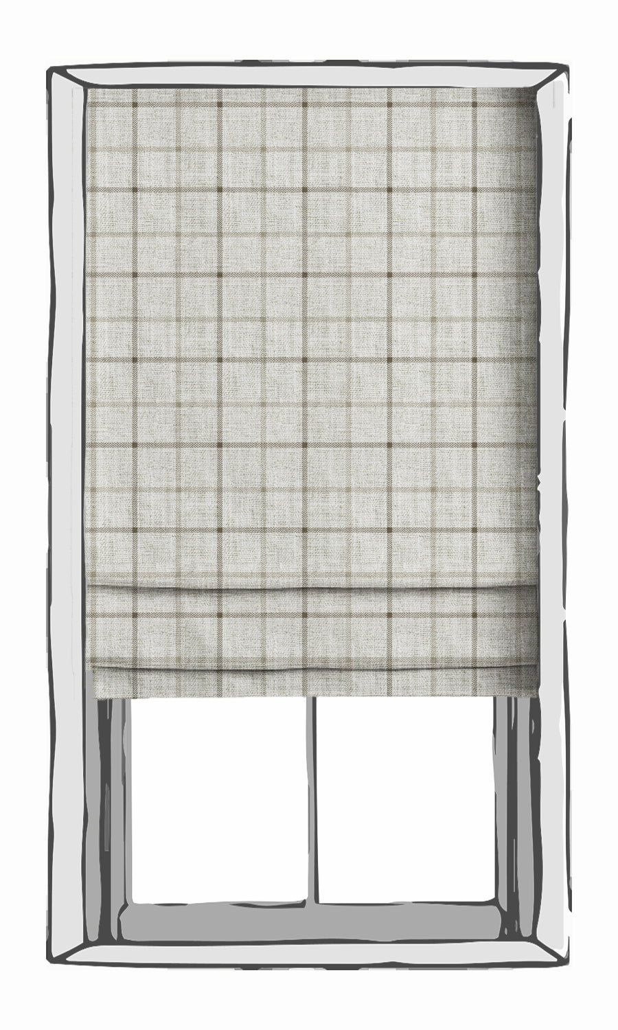 Checked Blinds (Ivory/ Sand Beige) Extra Long Short Wide