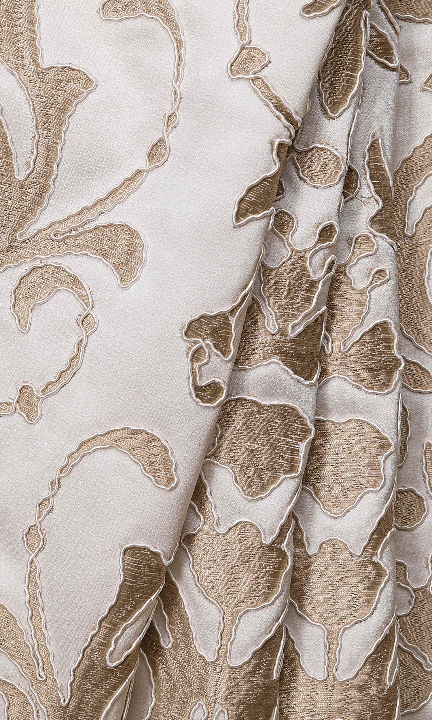 Damask Window Treatments Fabric Sample (Golden/ White)
