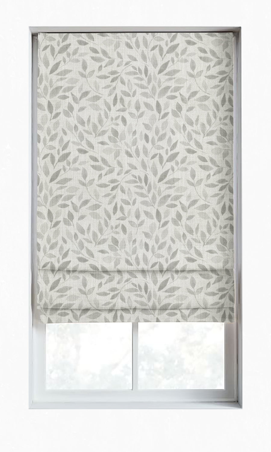 Botanical Print Window Treatments Fabric Sample (Eggshell White/ Grey)
