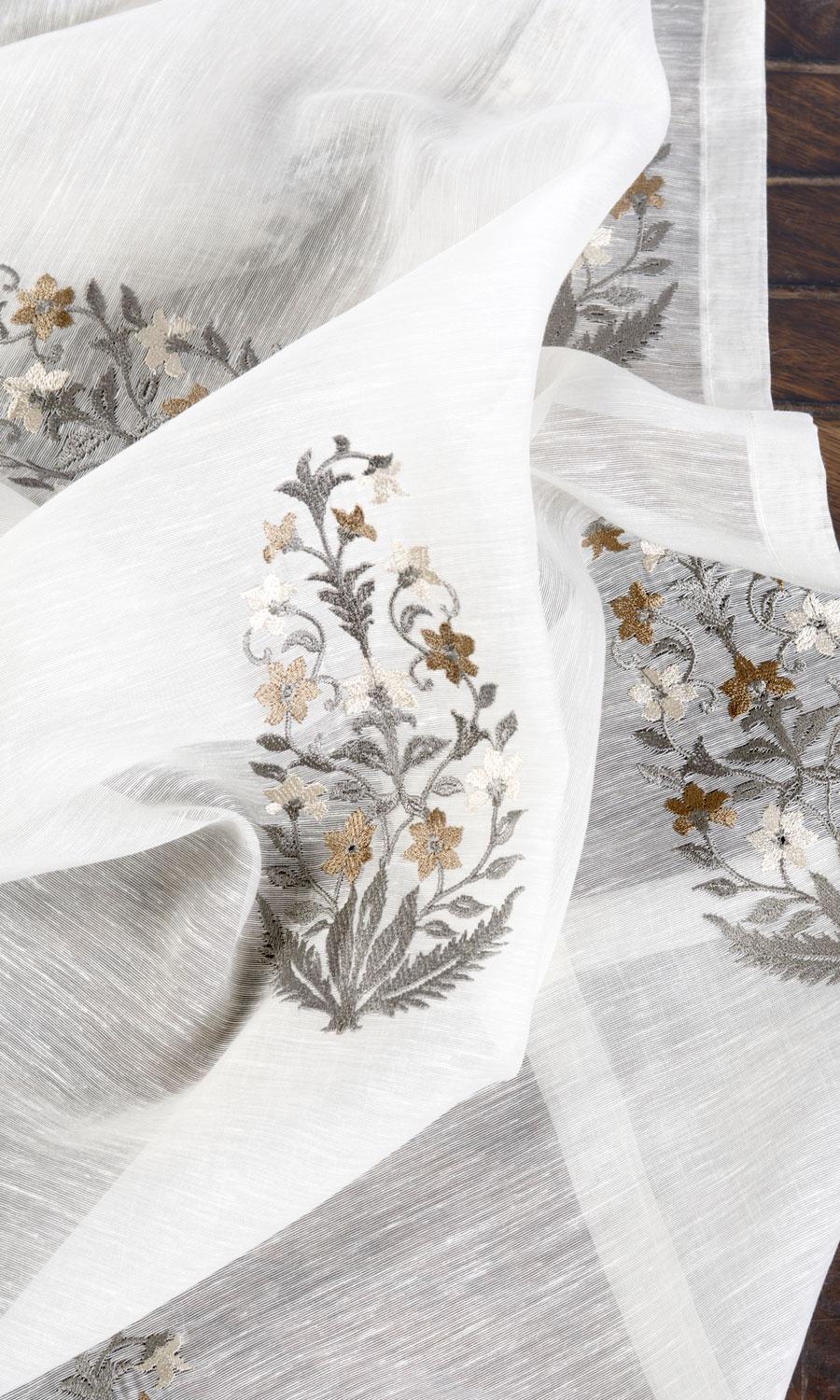 Floral Sheer Blinds (White/ Grey/ Brown) Extra Long Short Wide