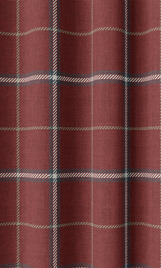 Modern Check Patterned Home Décor Fabric Sample (Deep Red)