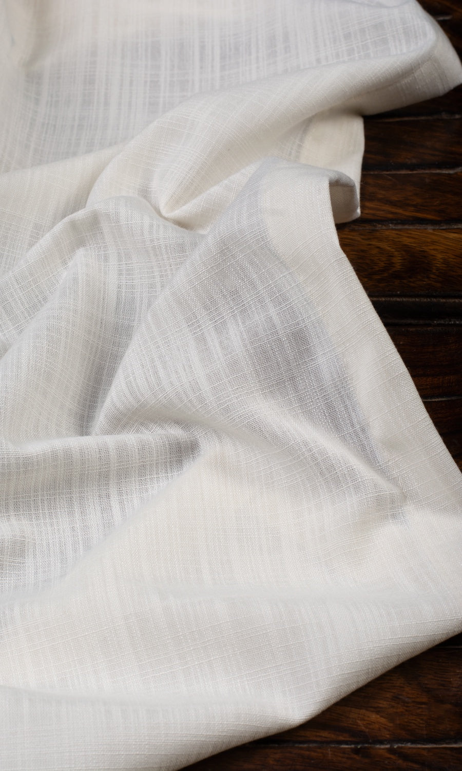 Linen-Texture Semi-Sheer Window Treatments Fabric By the Metre (Off-White)