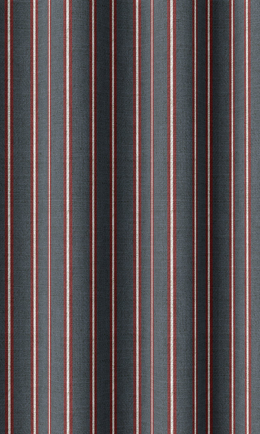 Striped Print Home Décor Fabric Sample (Slate Grey/ Red)