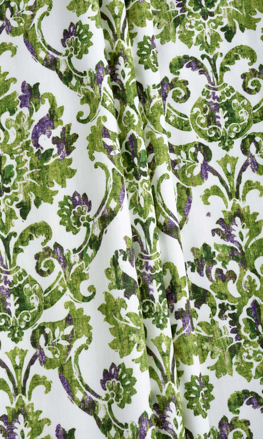 Damask Patterned Free Fabric Material Sample (Green/ Purple)