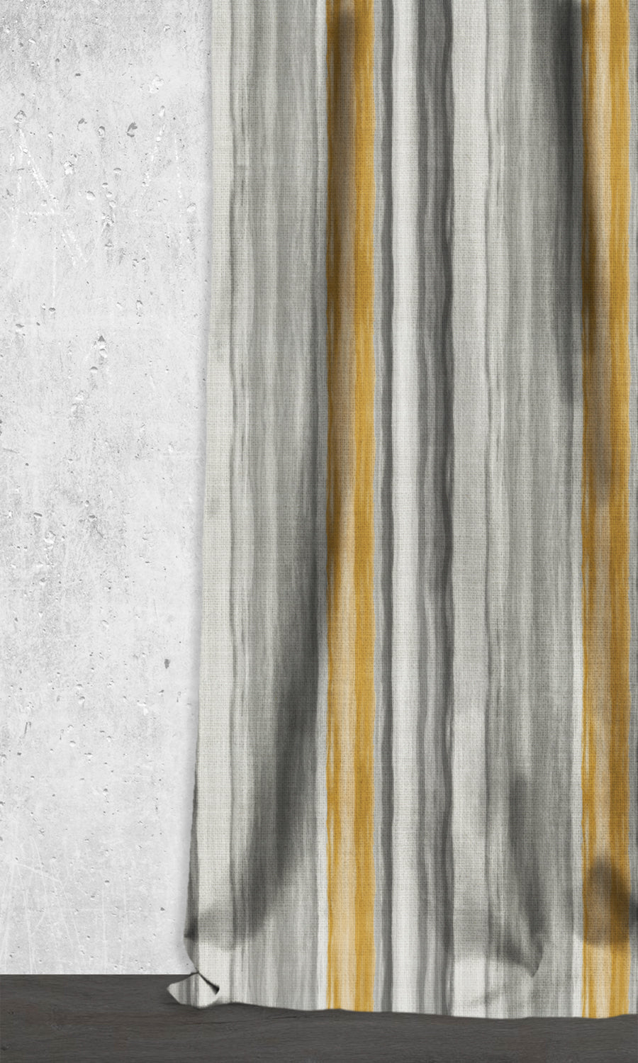 Modern Striped Window Treatments Fabric By the Metre (Grey/ Yellow)