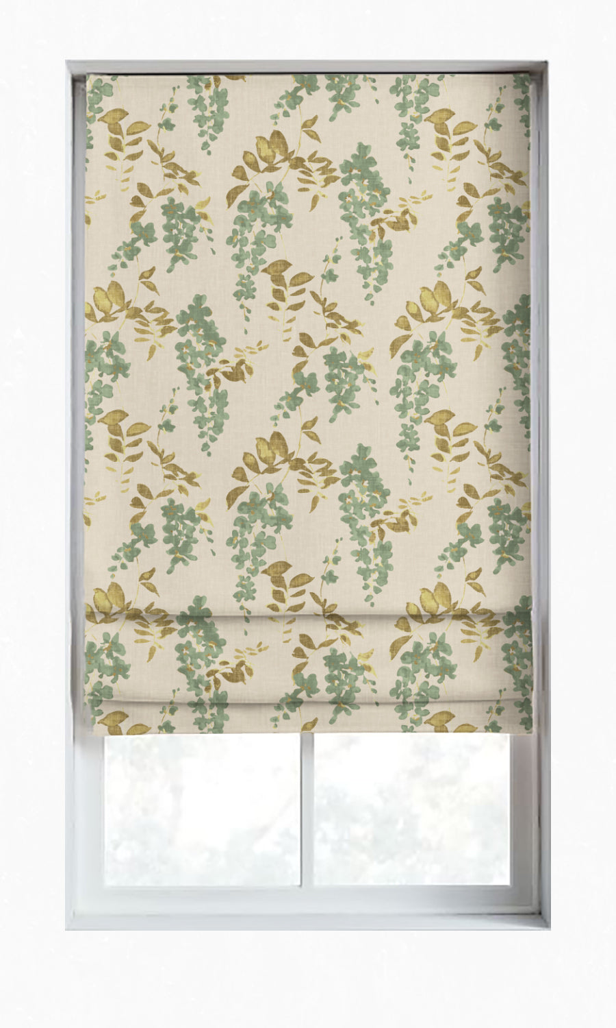 Dimout Floral Blinds (Green/ Grey) for Living, Bedroom, Kitchen, Bathroom