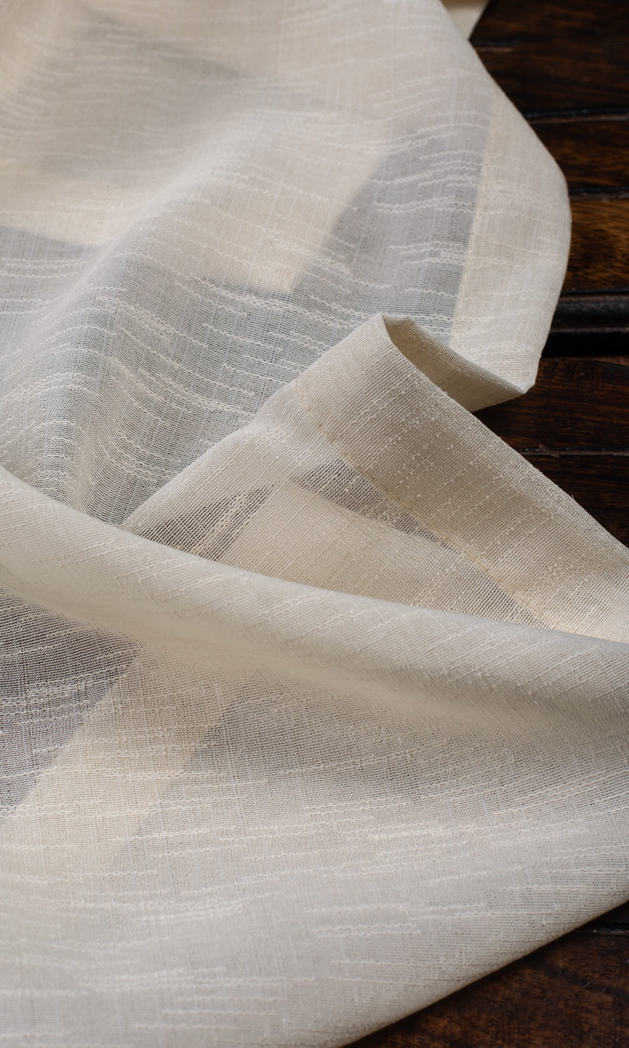 Textured Sheer Fabric Material By the Metre (Pale Beige/ Warm Ivory)
