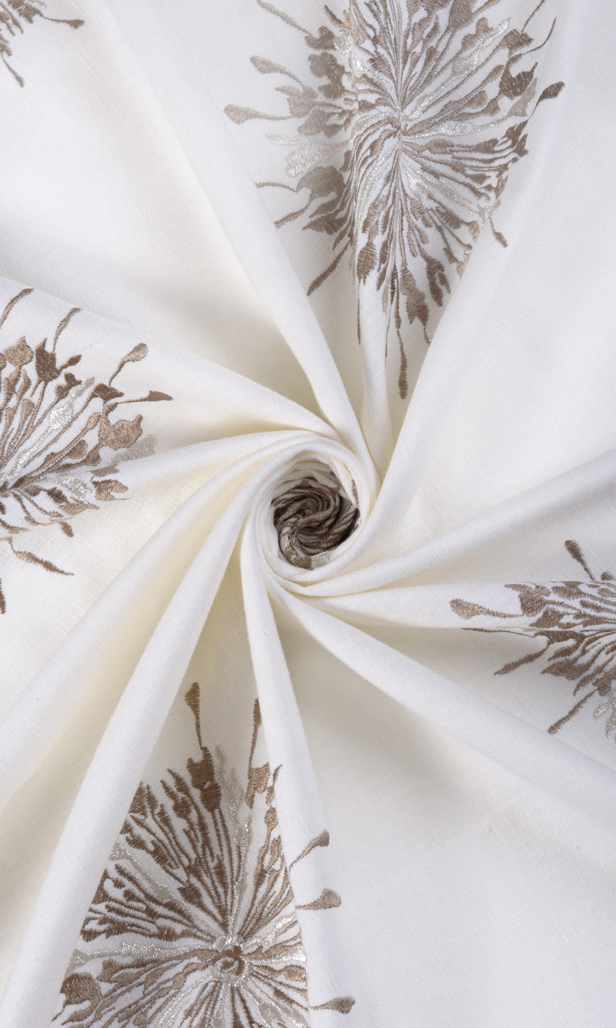 Sunburst Embroidered Flat, Plain, Fake, Faux, European Relaxed Roman Blinds (White/ Coffee Brown)