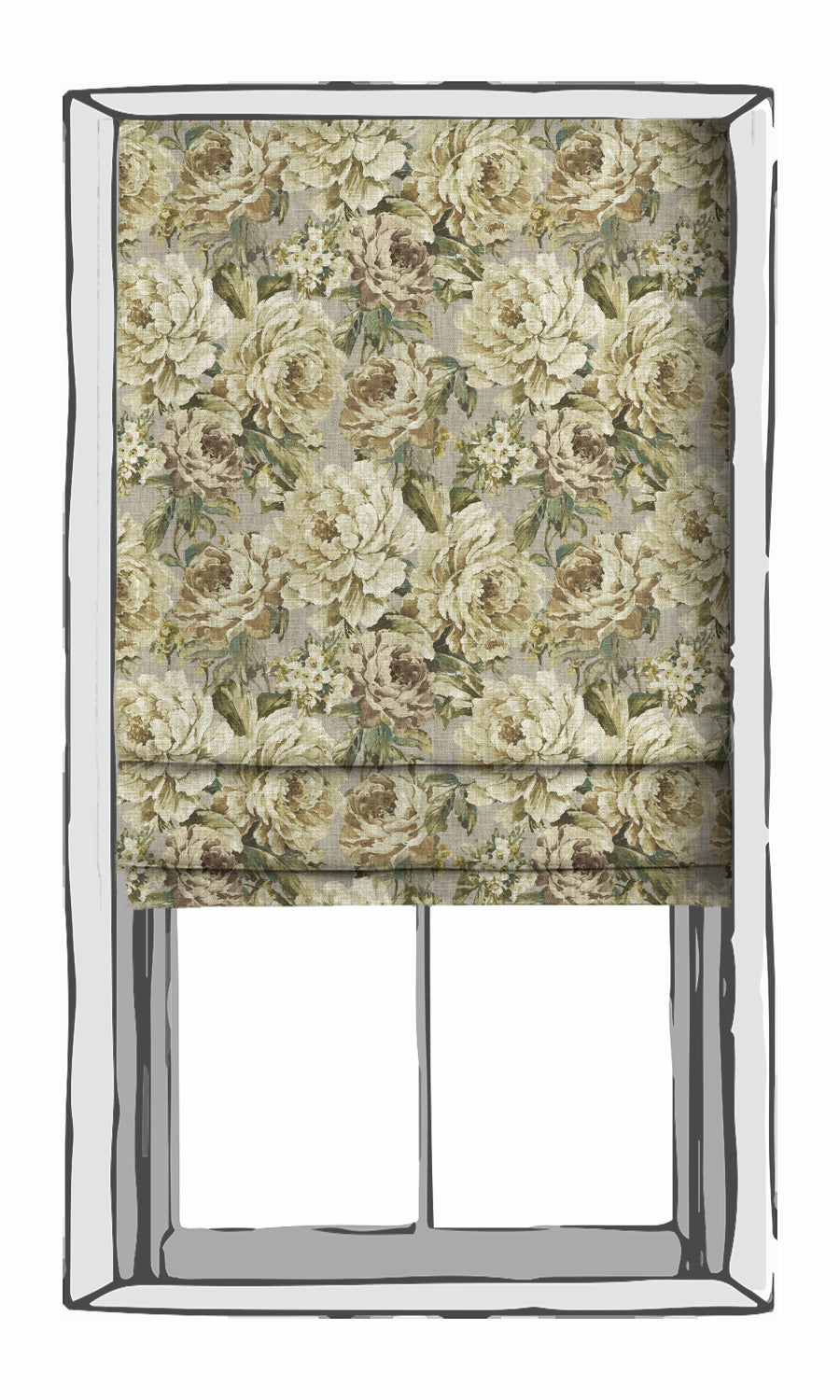 Floral Window Treatments Fabric Sample (Grey/ Ivory)