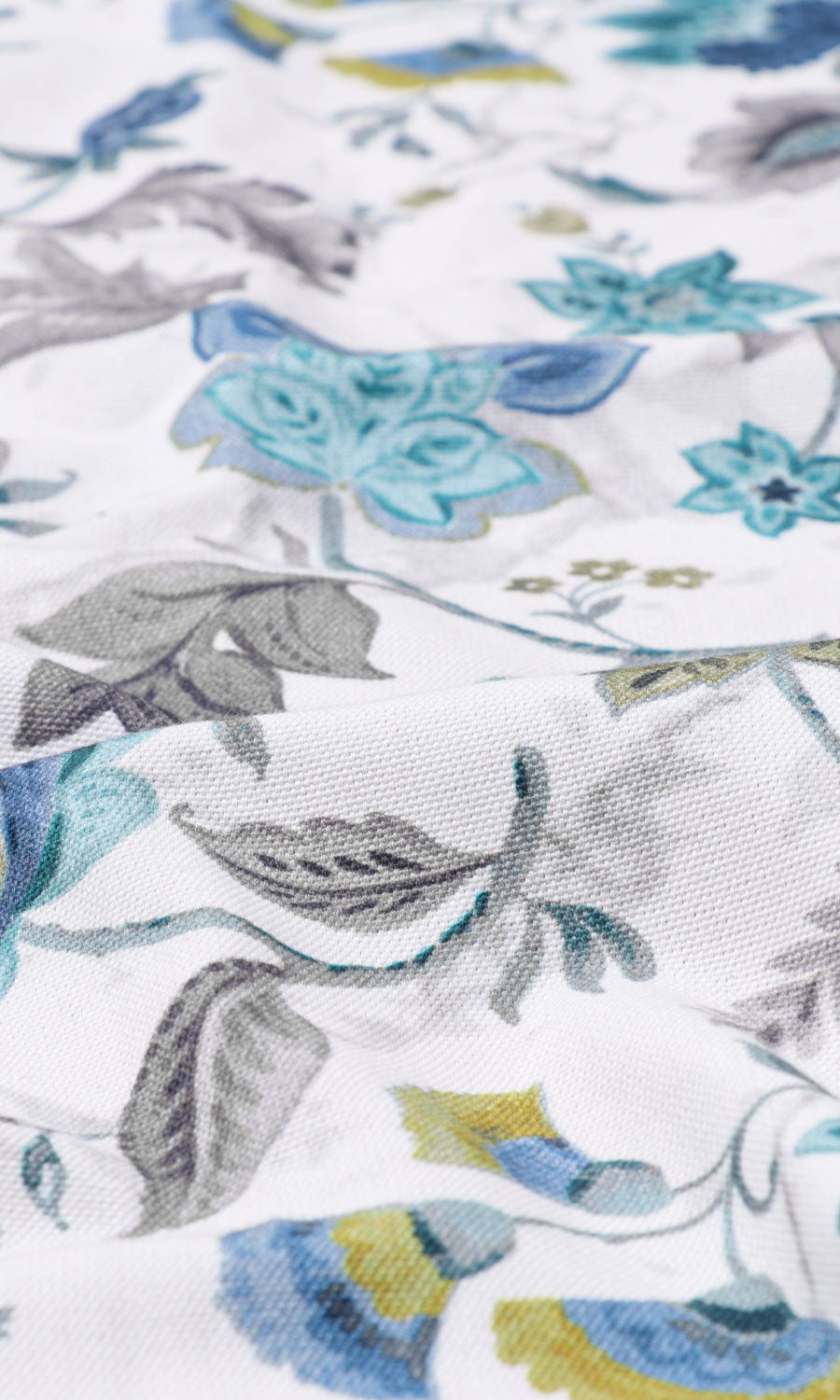 Floral Cotton Roman Shades (Grey/ Blue) for Living, Bedroom, Kitchen, Bathroom