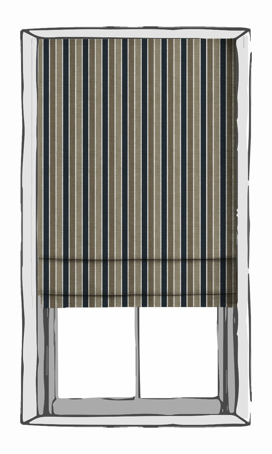 Striped Free Fabric Material Sample (Navy Blue/ Brown)