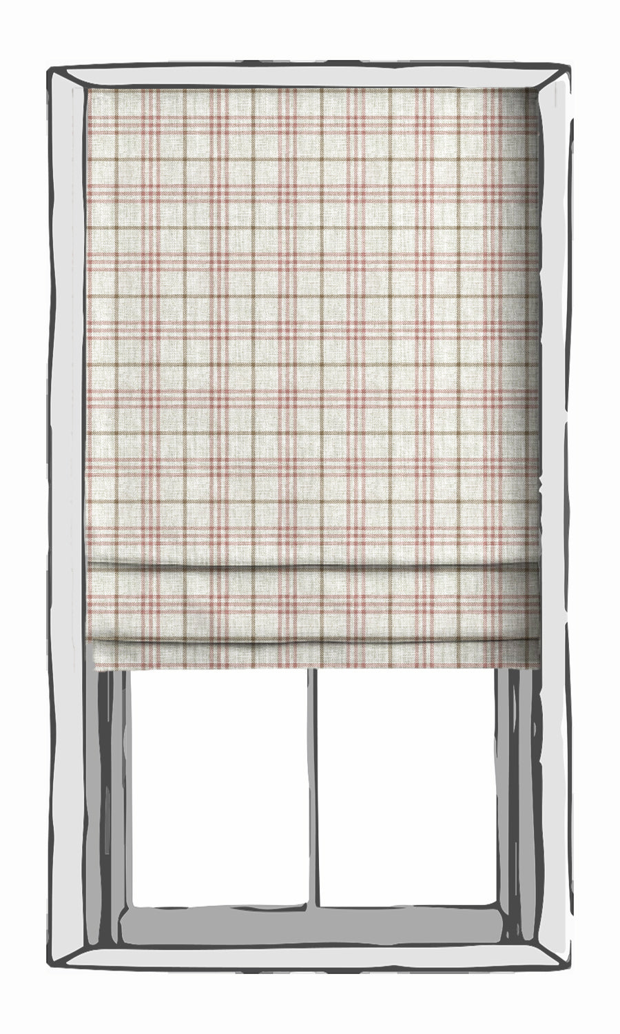 Checkered Roman Shades (White/ Pink/ Red) for Living, Bedroom, Kitchen, Bathroom