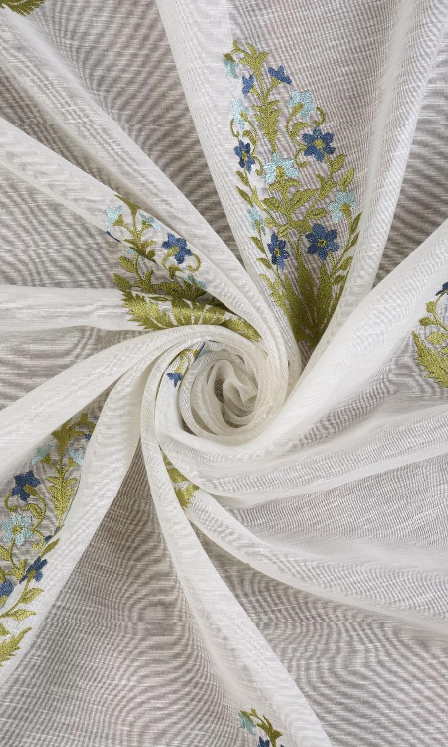 Sheer Floral Paisley Flat, Plain, Fake, Faux, European Relaxed Roman Blinds (White/ Green/ Blue)
