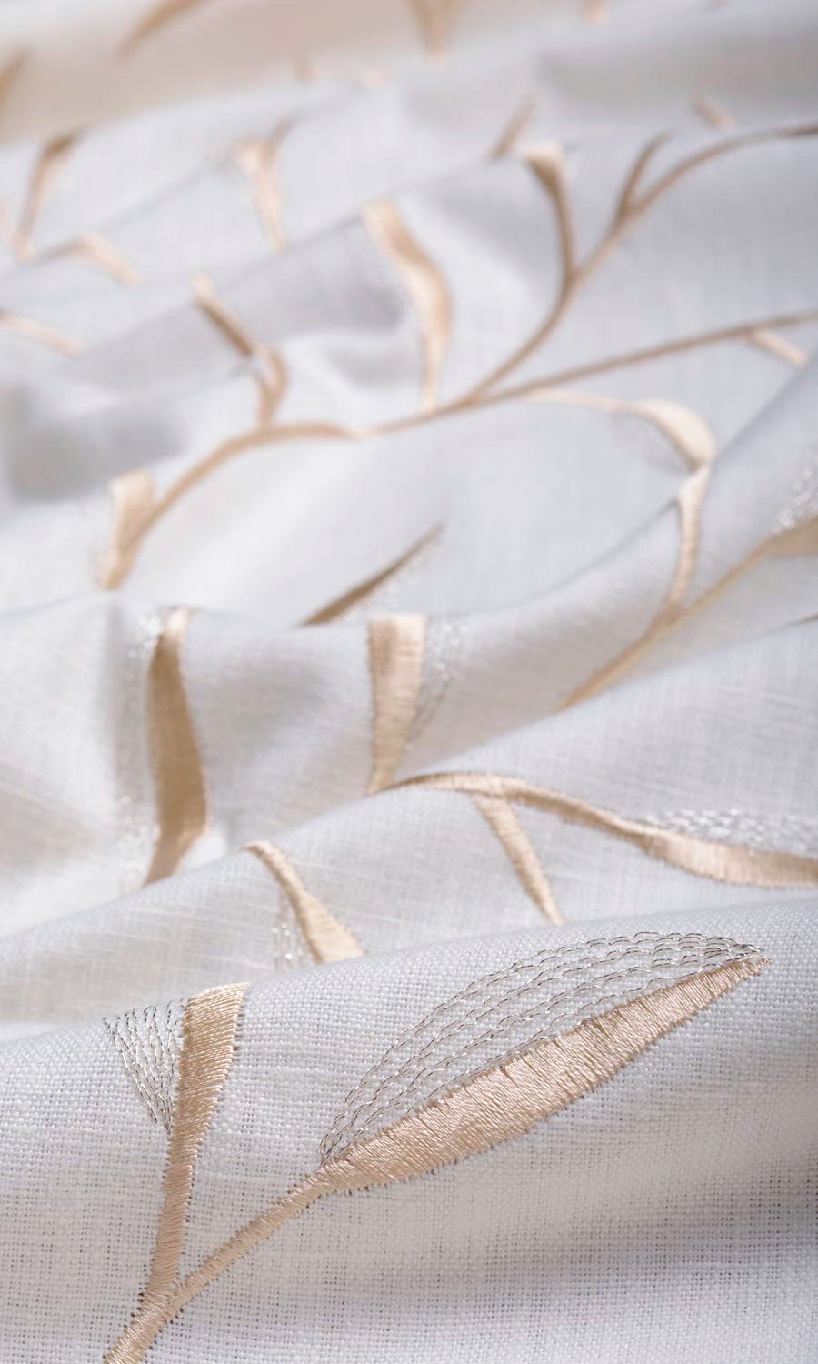 Floral Embroidery Made-to-Measure Roman Blinds (White/ Cream)