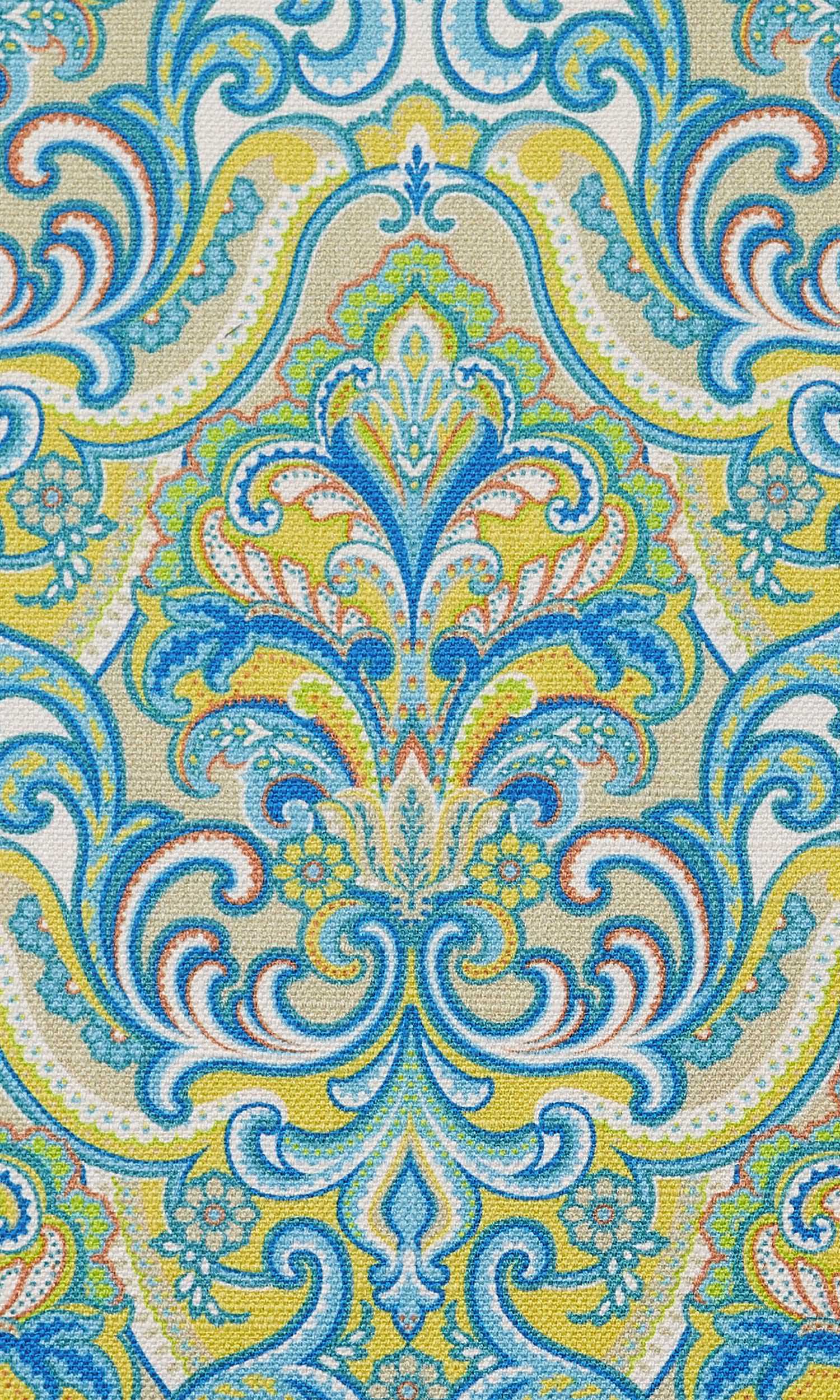 Fleur De Lis Print Home Textile Fabric Material Sample (Green/ Blue)