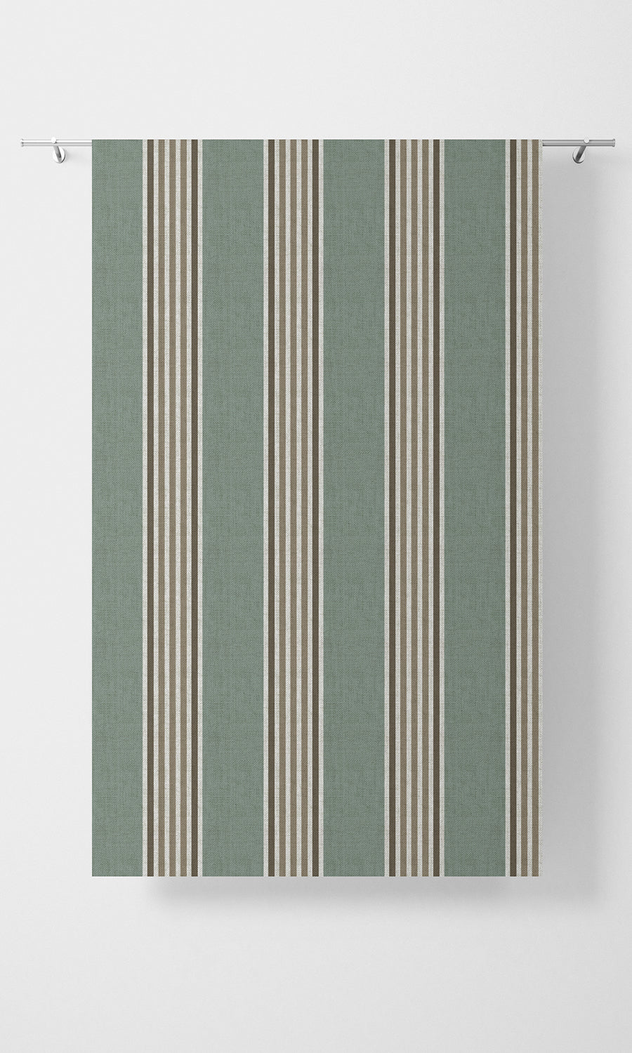 Striped Home Textile Fabric Material Sample (Duck Egg Blue/ Brown/ White)