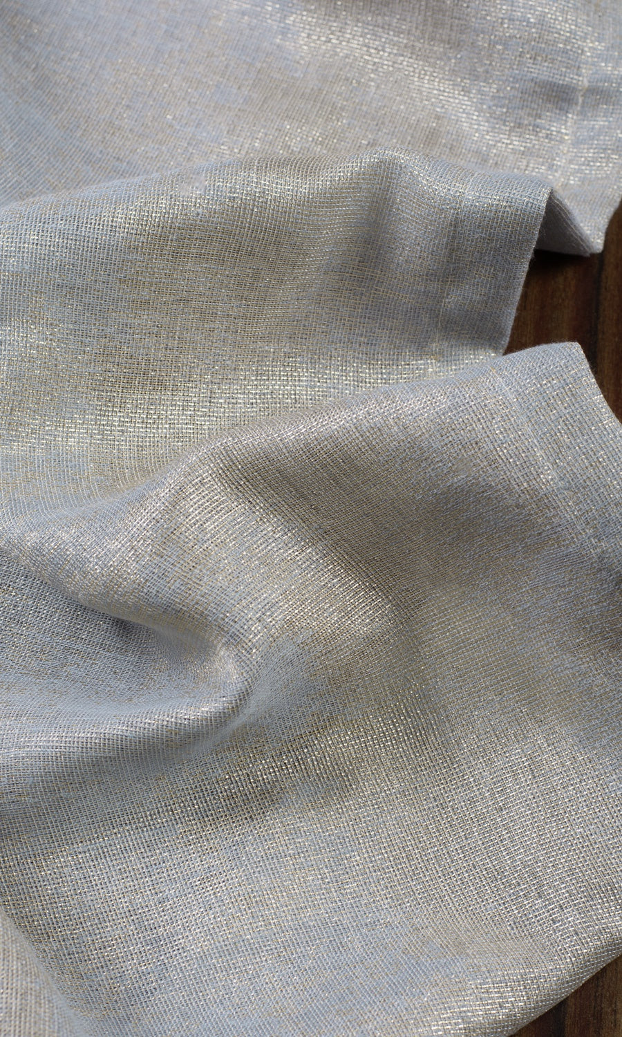 Metallic Accents Semi-Sheer Fabric By the Metre for Roman Blinds & Shades (Gray/ Gold)