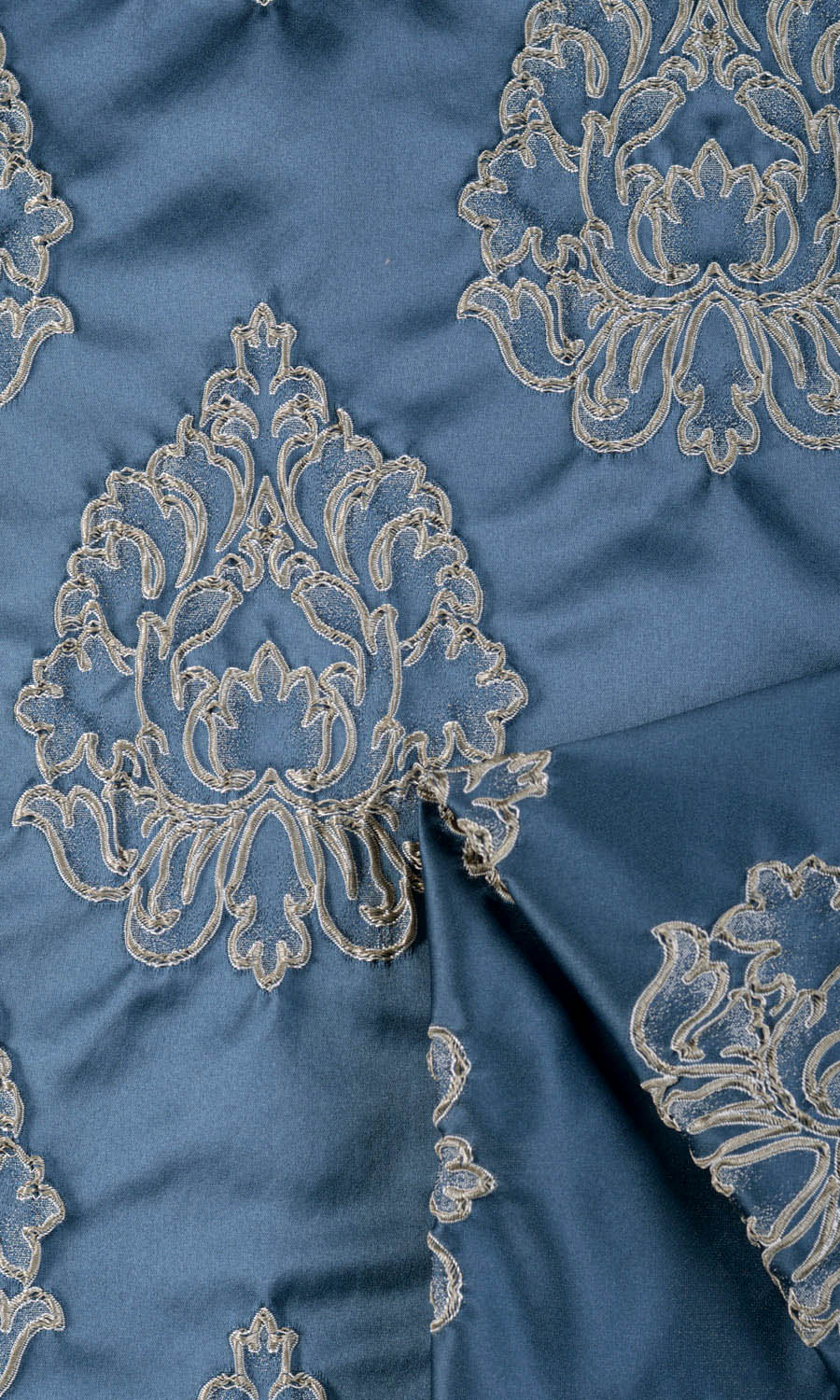 Damask Home Textile Fabric Material By the Metre (Navy Blue/ Gray)