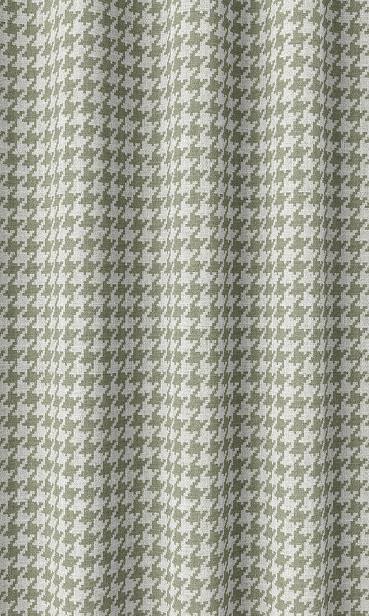 Houndstooth Patterned Home Décor Fabric By the Metre (Green/ White)