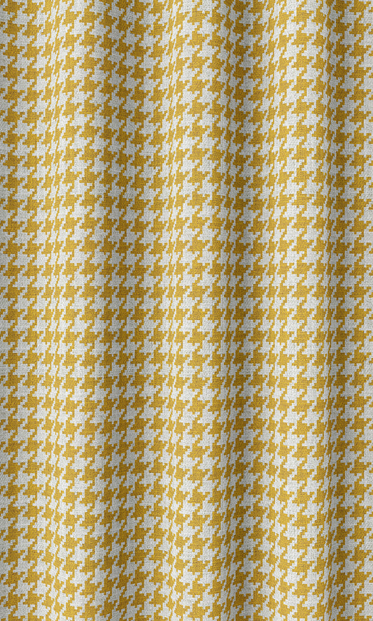 Houndstooth Home Décor Fabric Sample (Deep Yellow/ White)