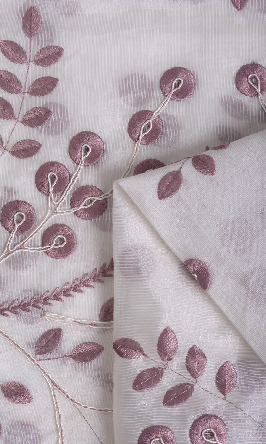 Nature Inspired Fabric Material By the Metre (White/ Pink)
