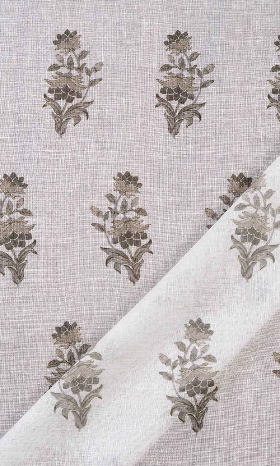 Sheer Floral Roman Shades (White/ Greige) for Living, Bedroom, Kitchen, Bathroom
