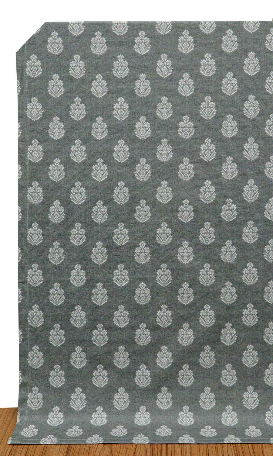 Floral Cotton Fabric Blinds (Grey/ Black) for Living, Bedroom, Kitchen, Bathroom