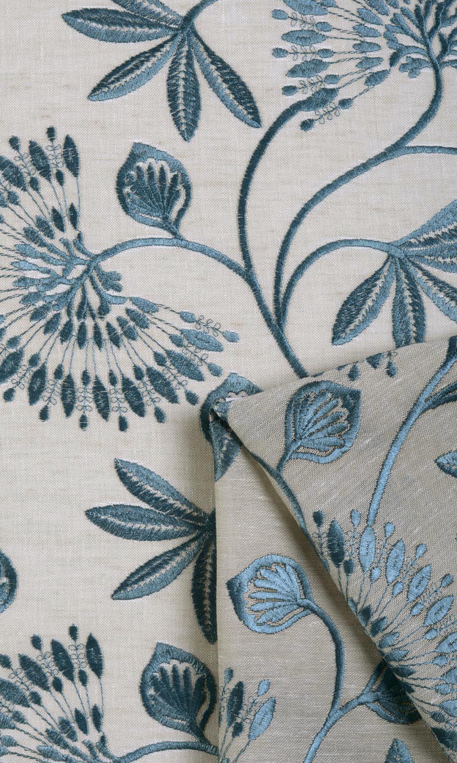 Semi-Sheer Roman Shades (Beige/ Teal) Extra Long Short Wide