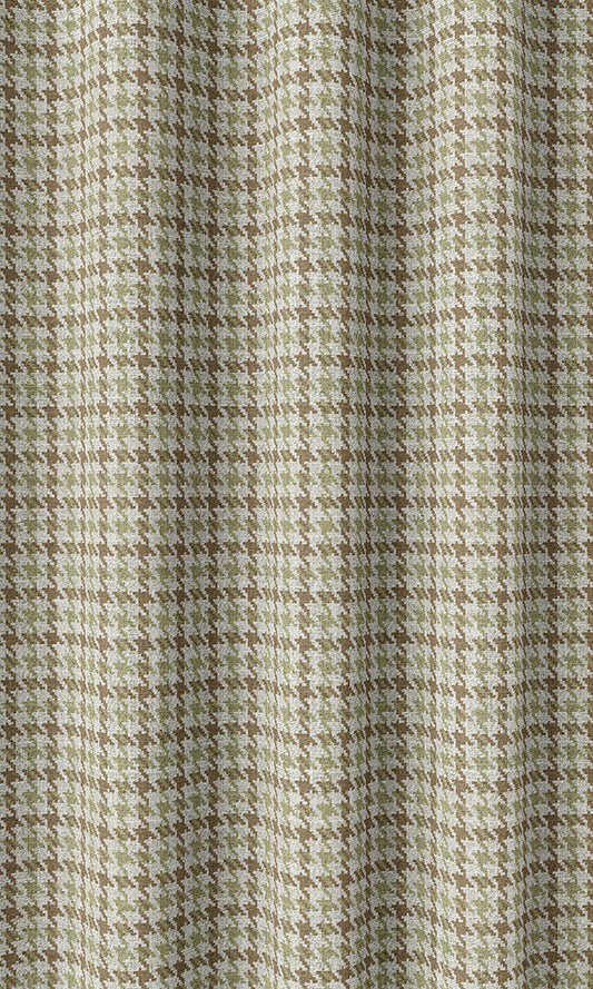 Houndstooth Patterned Home Décor Fabric By the Metre (Brown & Green)