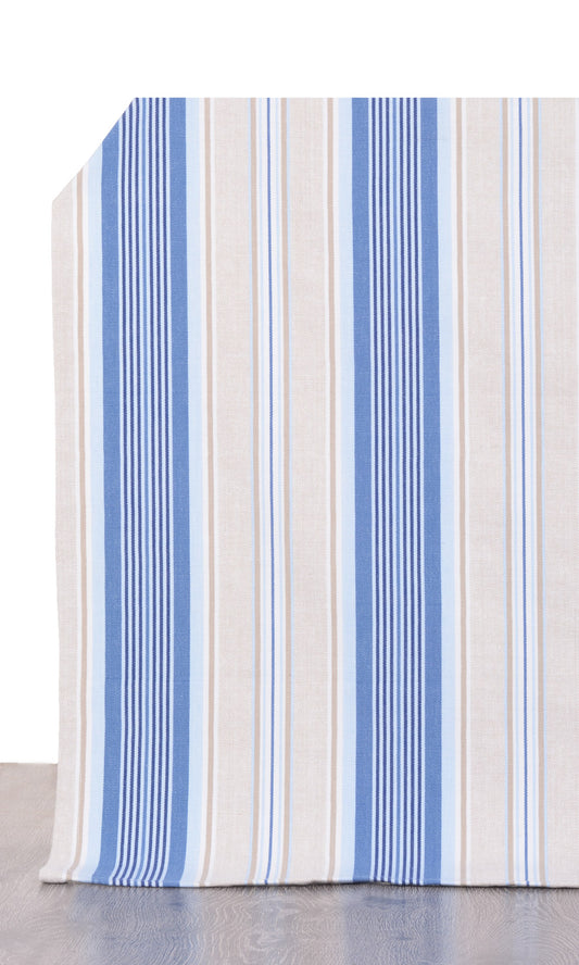 Barcode Striped Pattern  Home Décor Fabric Sample (Blue/ Beige)