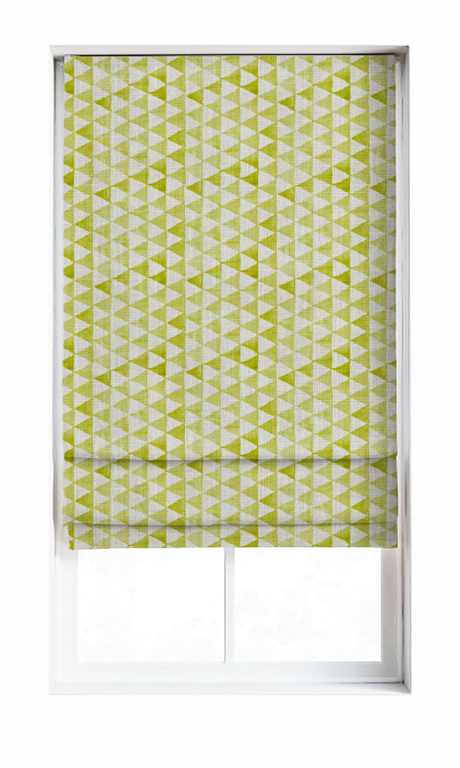 Triagonal Print Shades (White/ Green) for Living, Bedroom, Kitchen, Bathroom