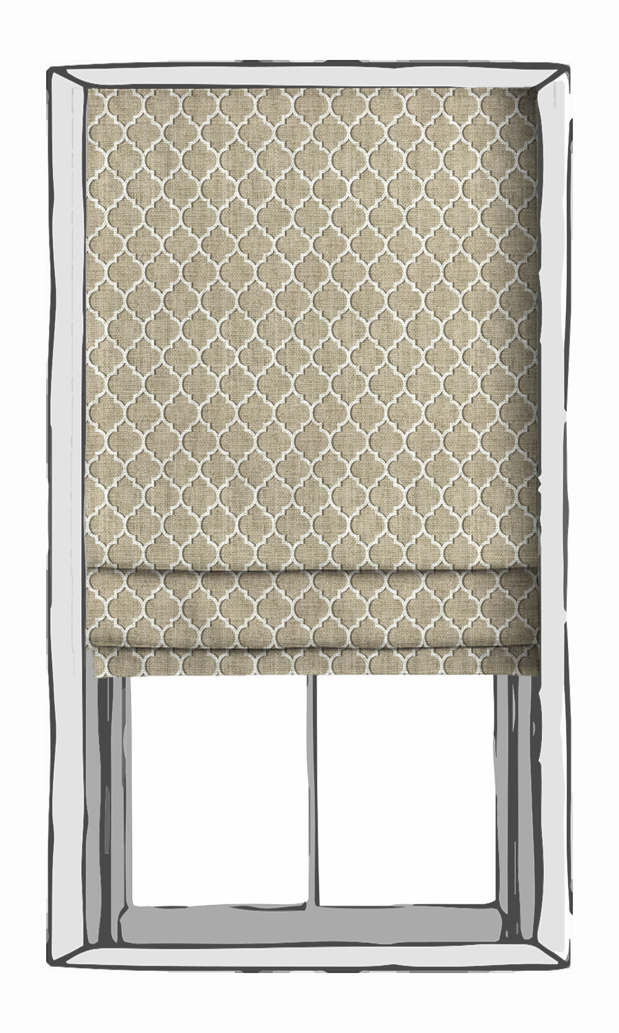 Trellis Tile Print Blinds (Beige/ White) Extra Long Short Wide
