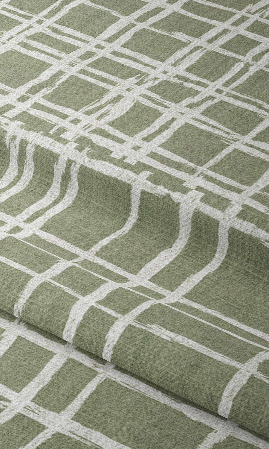 Modern Abstract Print Window Treatments Fabric Sample (Green/ White)