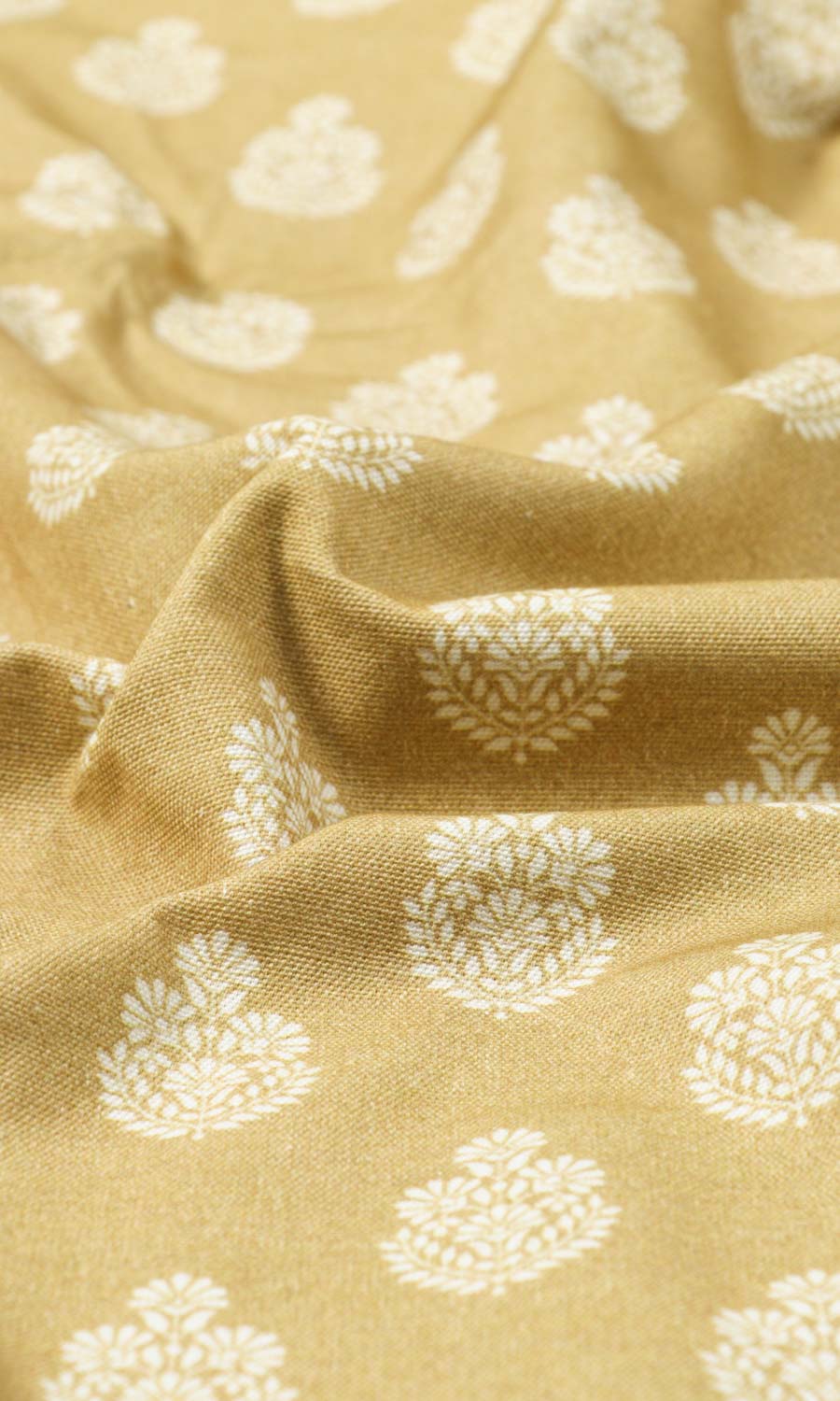 Floral Cotton Fabric Material By the Metre (Yellow)