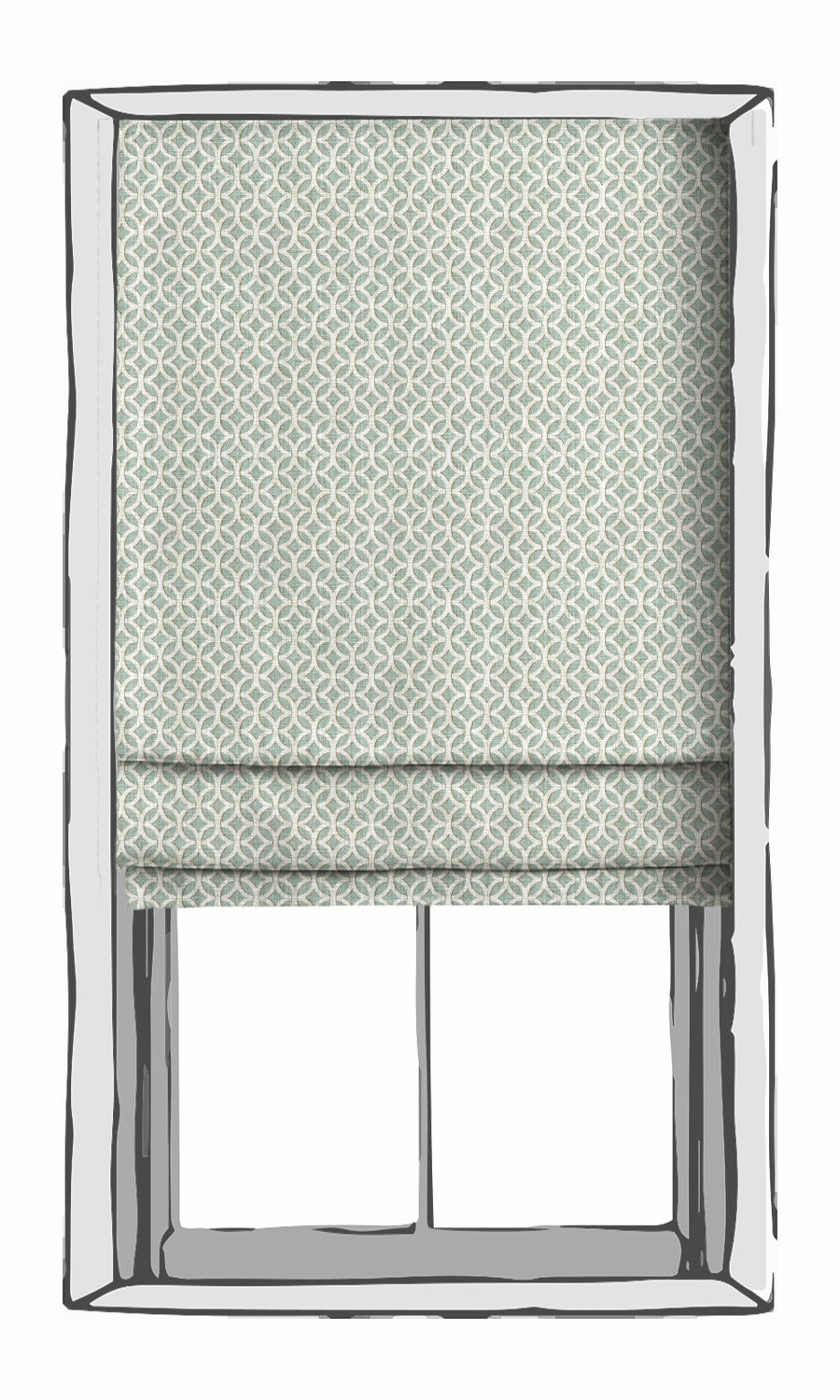 Geometric Print Window Treatments Fabric By the Metre (Aqua Blue/ White)