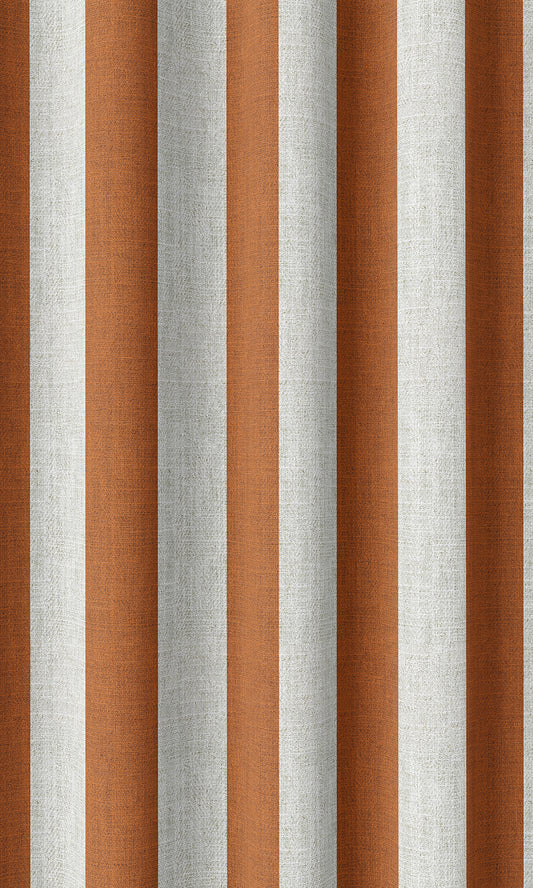 Modern Striped Home Décor Fabric Sample (Burnt Orange/ White)