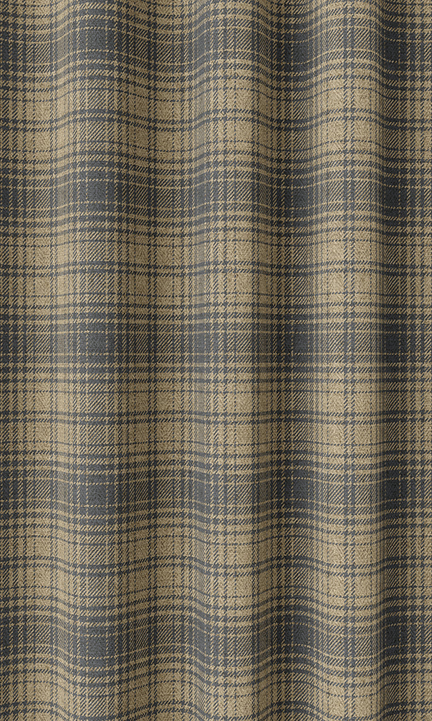 Plaid Home Textile Fabric Material By the Metre (Yellow & Navy Blue/Grey)