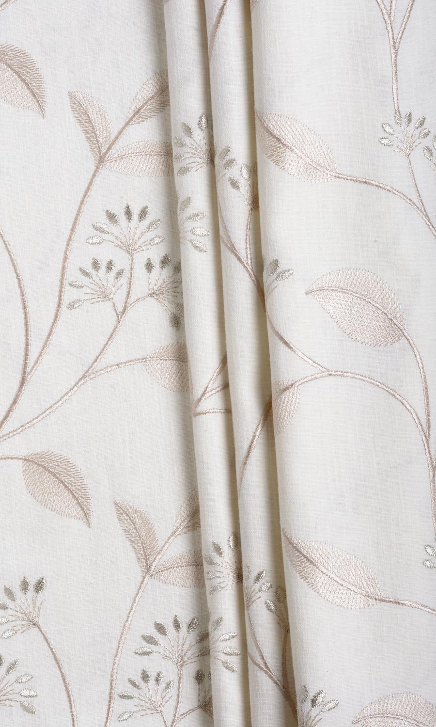 Floral Embroidery Fabric Sample for Roman Blinds & Shades (White/ Cream)