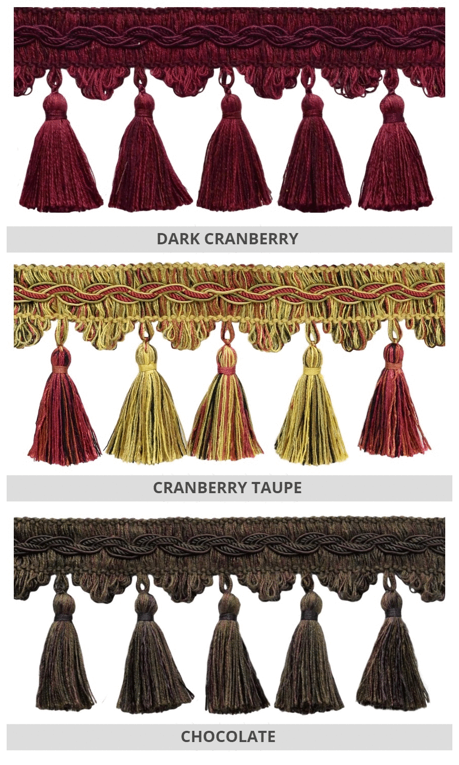 Tassel trimmings for roman shades