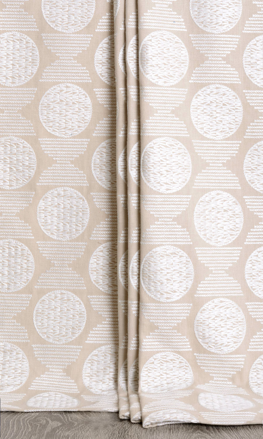Geometric Patterned Window Treatments Fabric By the Metre (Beige/ White)