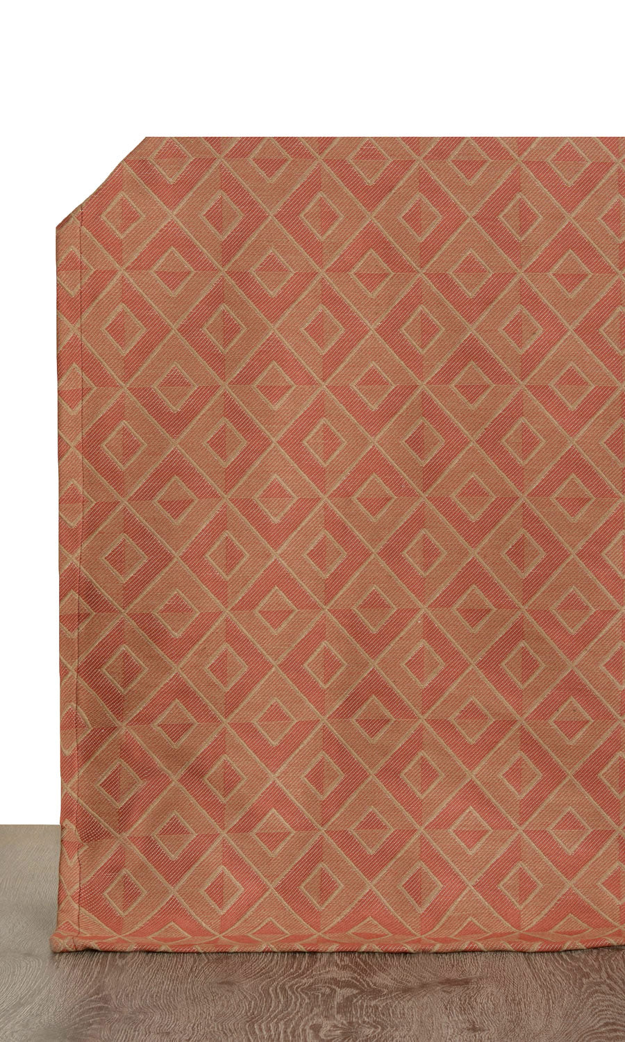 Argyle Patterned Window Treatments Fabric By the Metre (Brick Red/ Brown)